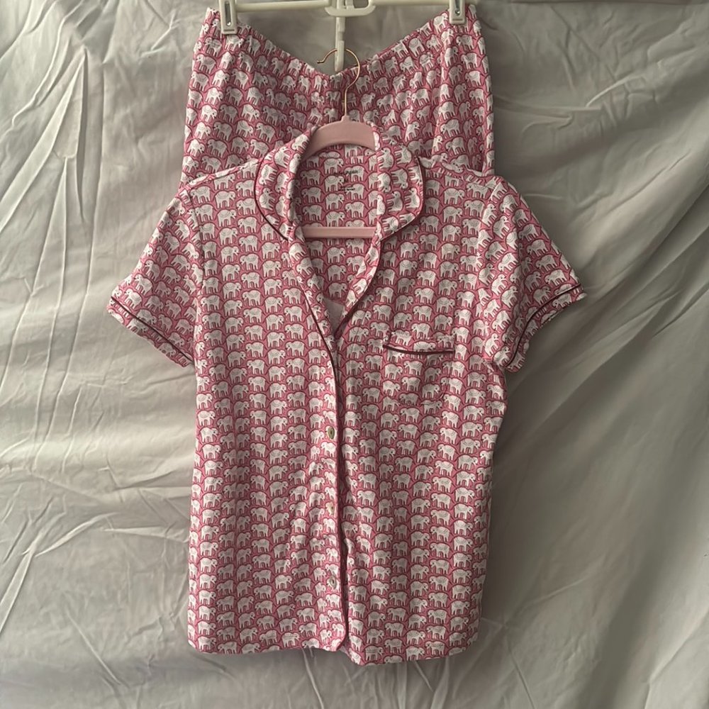 Roller Rabbit Original Hathi Print Pink Pajama Set